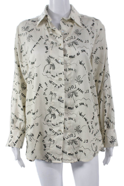 Sensi Studio Womens Cotton Graphic Shirt Long Sleeve Beach Size XS