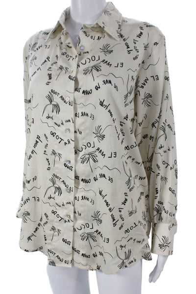 Sensi Studio Womens Cotton Graphic Shirt Long Sleeve Beach Size XS