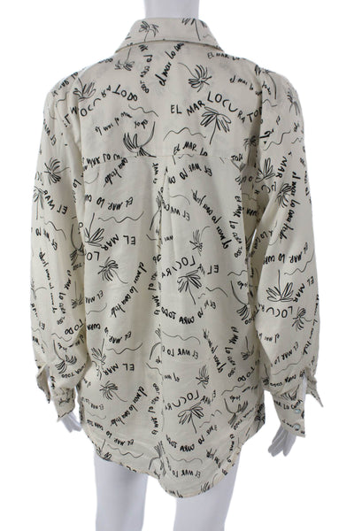 Sensi Studio Womens Cotton Graphic Shirt Long Sleeve Beach Size XS