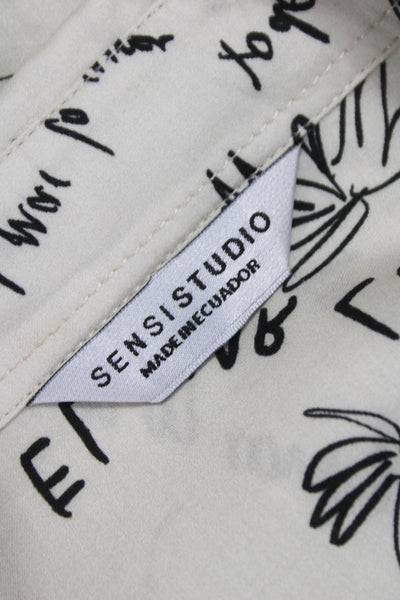 Sensi Studio Womens Cotton Graphic Shirt Long Sleeve Beach Size XS