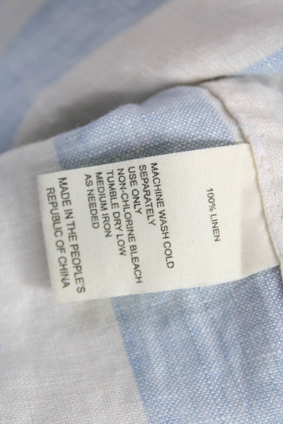 Birds of Paradis by Trovata Unisex Blue Striped Linen Button Up Size L