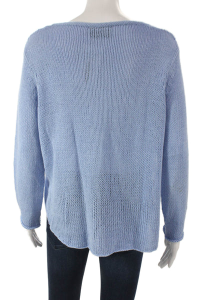 Wooden Ships Womens Blue V-Neck Longsleeve Pullover Sweater Cotton Blend Size XS