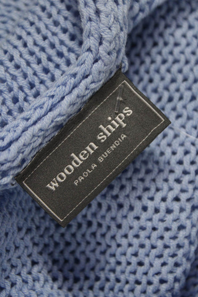 Wooden Ships Womens Blue V-Neck Longsleeve Pullover Sweater Cotton Blend Size XS