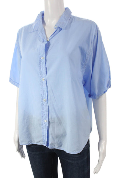 Velvet by Graham & Spencer Unisex Button Up Short Sleeve Blue Cotton Size XS