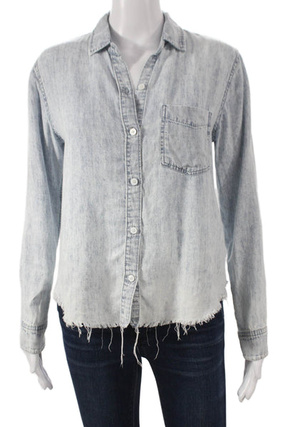 Rails Unisex Adults Denim Collared Button-Up Long Sleeve Blue Tencel Size XS