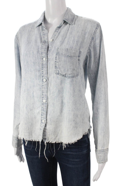 Rails Unisex Adults Denim Collared Button-Up Long Sleeve Blue Tencel Size XS