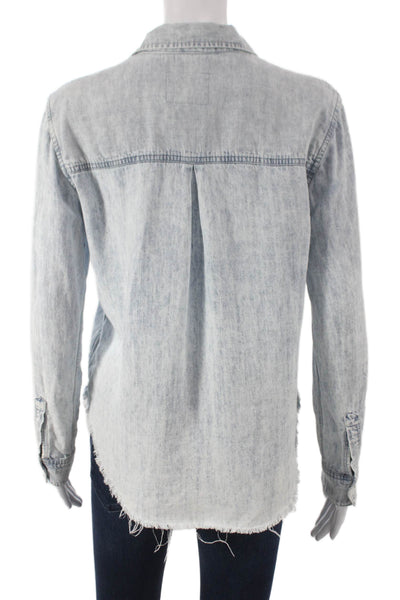 Rails Unisex Adults Denim Collared Button-Up Long Sleeve Blue Tencel Size XS