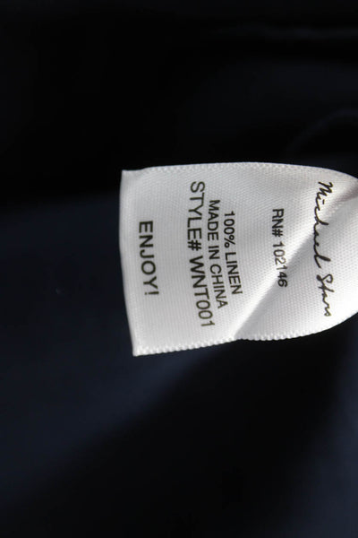 Michael Stars Unisex Button Up Collared Linen Long Sleeve Blue Size XS