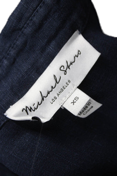 Michael Stars Unisex Button Up Collared Linen Long Sleeve Blue Size XS