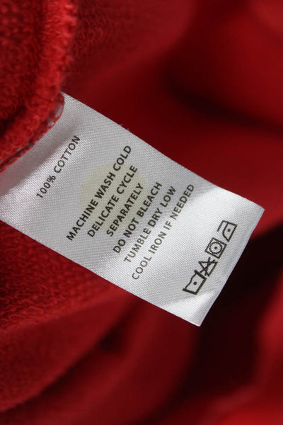 Lilla P Unisex Adults Red Henley Sweatshirt 100% Cotton Long Sleeve Size S