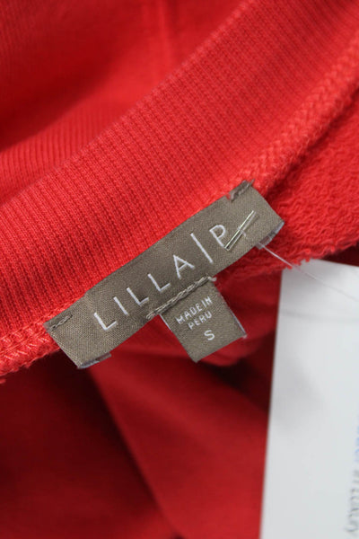 Lilla P Unisex Adults Red Henley Sweatshirt 100% Cotton Long Sleeve Size S