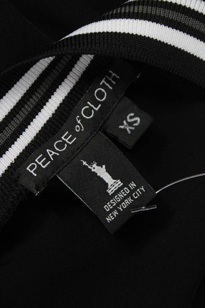 Peace of Cloth Women Black Collared T Shirt Dress Short Sleeve Knee Size XS