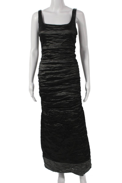 Nicole Miller Women Black Square Neck Tank Midi Dress Sleeveless Size 6