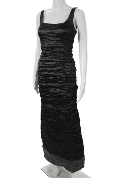 Nicole Miller Women Black Square Neck Tank Midi Dress Sleeveless Size 6