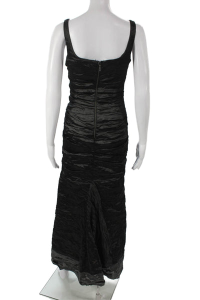 Nicole Miller Women Black Square Neck Tank Midi Dress Sleeveless Size 6