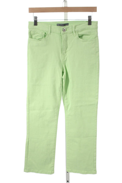 Elliott Lauren Womens Ankle Pants Green 92% Cotton Button Mid Rise Size 4