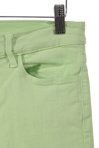 Elliott Lauren Womens Ankle Pants Green 92% Cotton Button Mid Rise Size 4