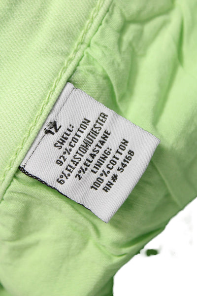 Elliott Lauren Womens Ankle Pants Green 92% Cotton Button Mid Rise Size 4