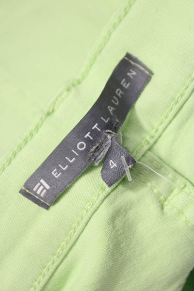 Elliott Lauren Womens Ankle Pants Green 92% Cotton Button Mid Rise Size 4