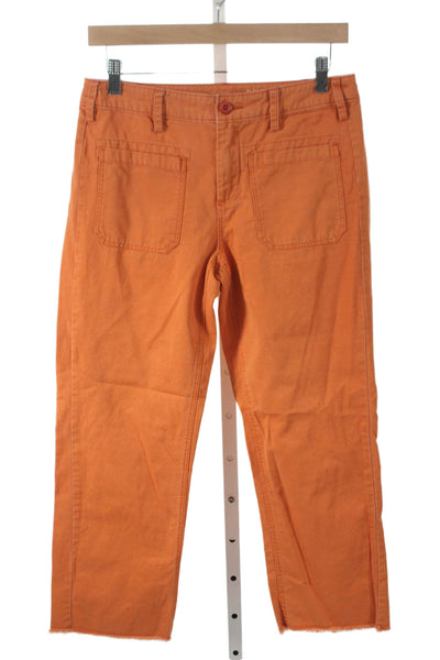 G1 All Purpose Goods Womens Cropped Utility Pants Orange Cotton Button Size 2