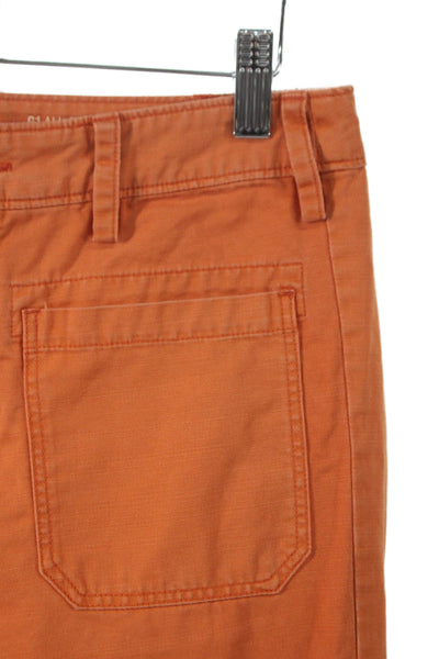 G1 All Purpose Goods Womens Cropped Utility Pants Orange Cotton Button Size 2