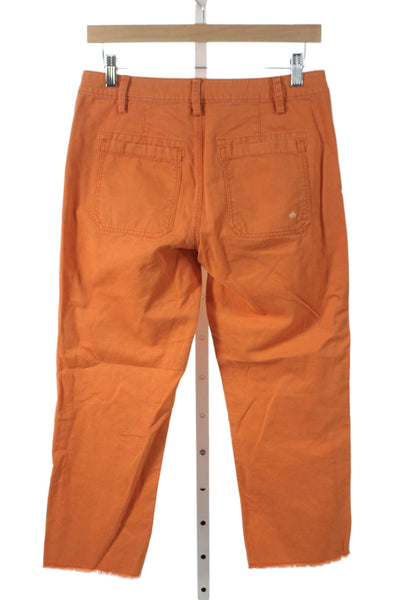 G1 All Purpose Goods Womens Cropped Utility Pants Orange Cotton Button Size 2