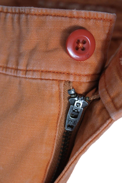 G1 All Purpose Goods Womens Cropped Utility Pants Orange Cotton Button Size 2