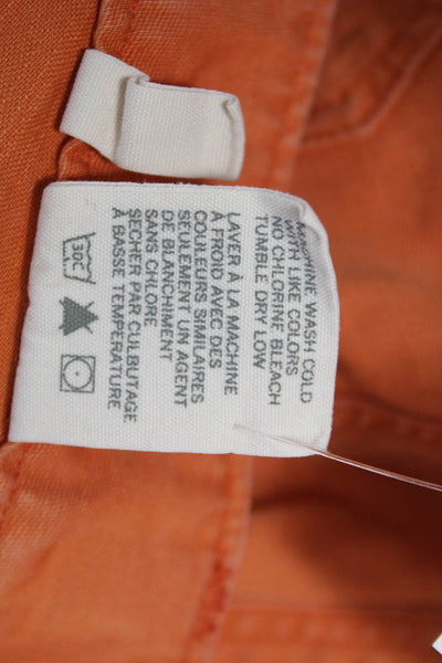 G1 All Purpose Goods Womens Cropped Utility Pants Orange Cotton Button Size 2