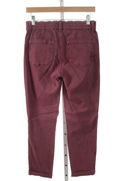 Paige Women Jogger Pants Red Drawstring Cotton Blend Size 25