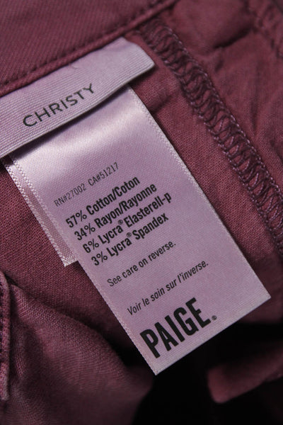 Paige Women Jogger Pants Red Drawstring Cotton Blend Size 25