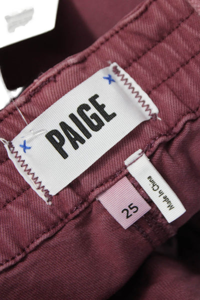 Paige Women Jogger Pants Red Drawstring Cotton Blend Size 25