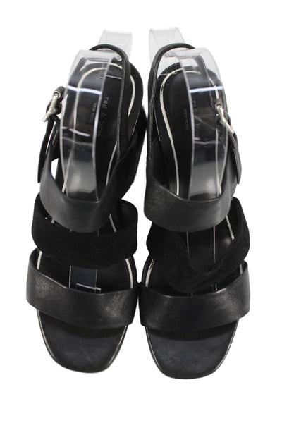 Rag & Bone Womens Block Heel Leather Ankle Strap Sandals Black Size 37.5