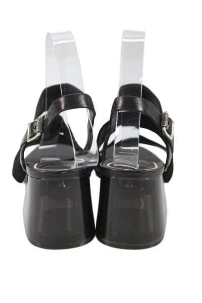 Rag & Bone Womens Block Heel Leather Ankle Strap Sandals Black Size 37.5