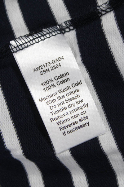 ATM Womens T-Shirt Dress Blue Striped Cotton Short Sleeve Mini Petite Size S