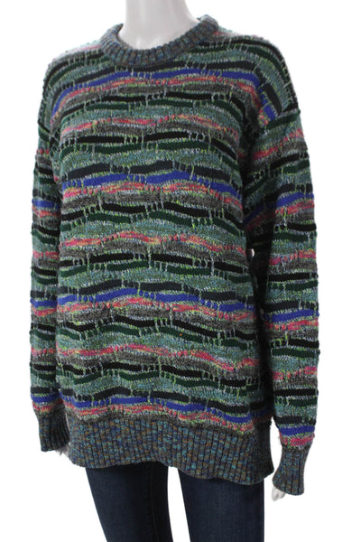 Zara Women Pullover Sweater Multicolor Striped Crew Neck Long Sleeve Size M