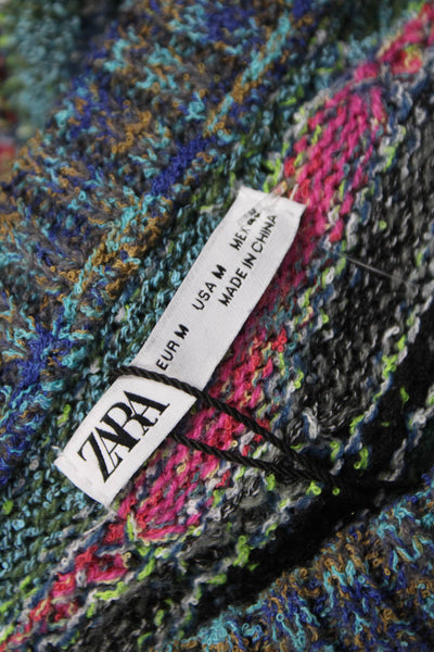 Zara Women Pullover Sweater Multicolor Striped Crew Neck Long Sleeve Size M