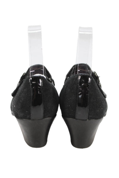 Munro Womens Suede Alicia Mary Jane Pups Black Size 7.5 Wide