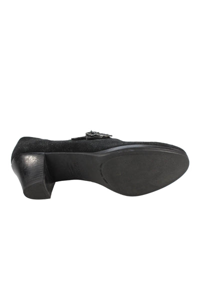 Munro Womens Suede Alicia Mary Jane Pups Black Size 7.5 Wide