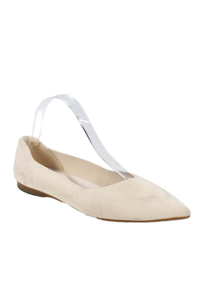 Quince Womens Pointed Toe Slide On Ballet Flats Beige Size 8