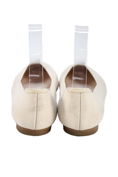 Quince Womens Pointed Toe Slide On Ballet Flats Beige Size 8