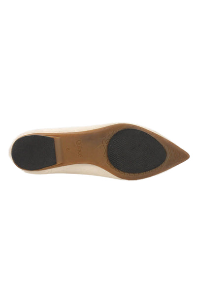Quince Womens Pointed Toe Slide On Ballet Flats Beige Size 8