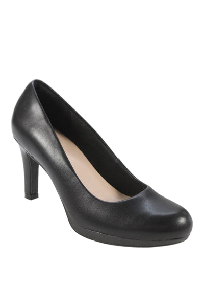 Clarks Collection Womens Leather Slide On Classic Pumps Black Size 7.5 Medium