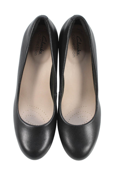 Clarks Collection Womens Leather Slide On Classic Pumps Black Size 7.5 Medium