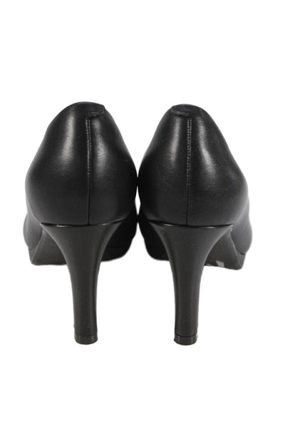Clarks Collection Womens Leather Slide On Classic Pumps Black Size 7.5 Medium