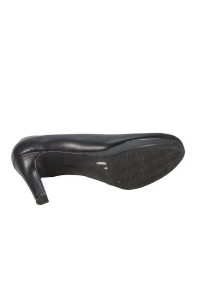 Clarks Collection Womens Leather Slide On Classic Pumps Black Size 7.5 Medium