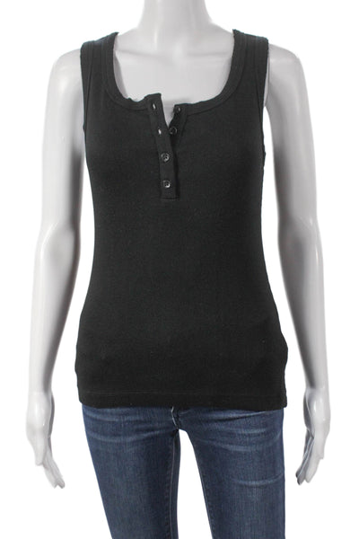 ASKKNY Womens Basic Henley Sleeveless Tank Black Size 1
