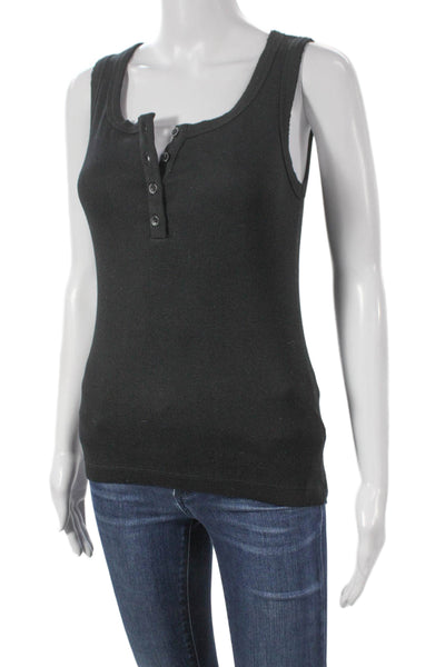 ASKKNY Womens Basic Henley Sleeveless Tank Black Size 1
