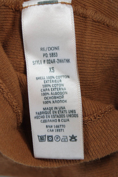 Re/Done Womens Basic Brown Cotton Scoop Neck Sleeveless Tank Size XS