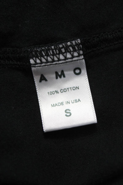 Amo Unisex Basic T-Shirt Black 100% Cotton Crew Neck Sleeveless Solid Size S