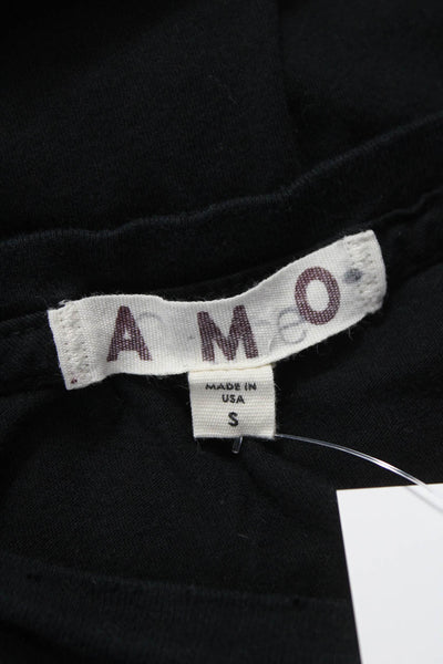 Amo Unisex Basic T-Shirt Black 100% Cotton Crew Neck Sleeveless Solid Size S